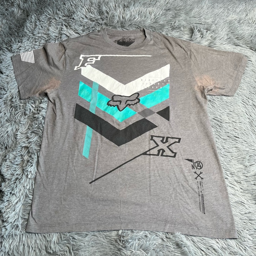 Fox Racing Tshirt Mens Medium Gray Short Sleeve Logo Shirt